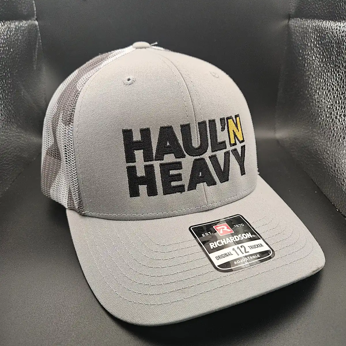 Gray Camo Hat, front angle